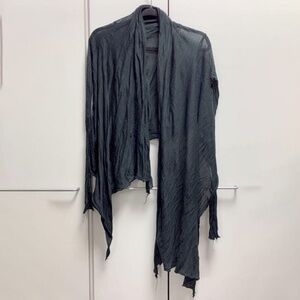 if six was nine black asymmetrical lightweight cardigan sweater flowy